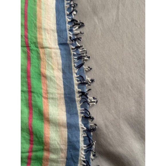 Multicolor Striped Lightweight Cotton Scarf/Shawl With Tassel Fringe - Picture 2 of 6